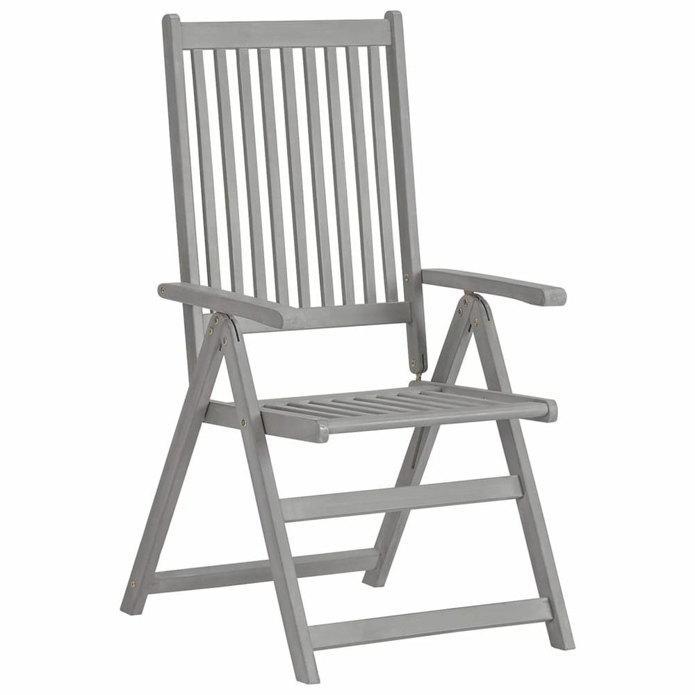 Chaises inclinables de jardin lot de 2 gris bois solide acacia