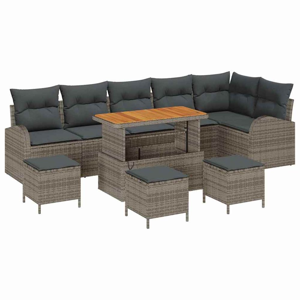 Ensemble de canapé de jardin 10 pc gris polyrotin
