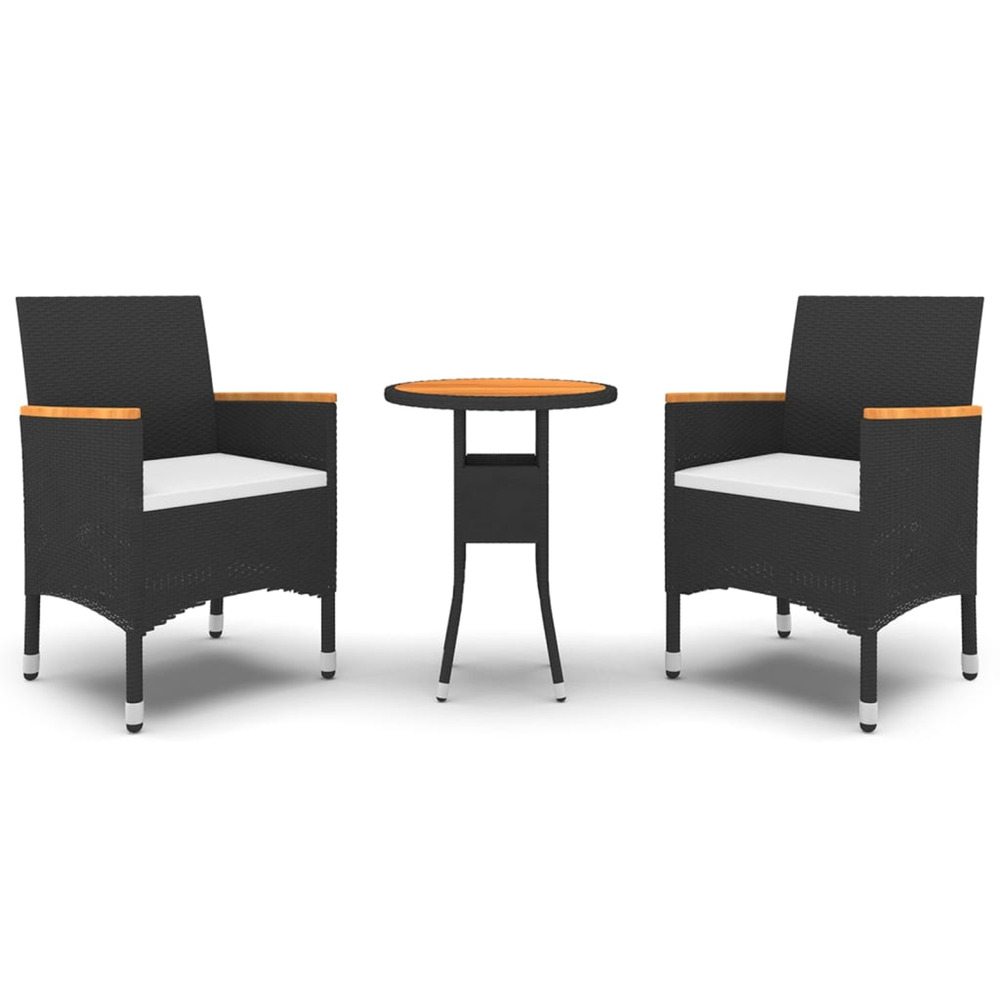 Ensemble à manger de jardin 3 pcs résine tressée noir