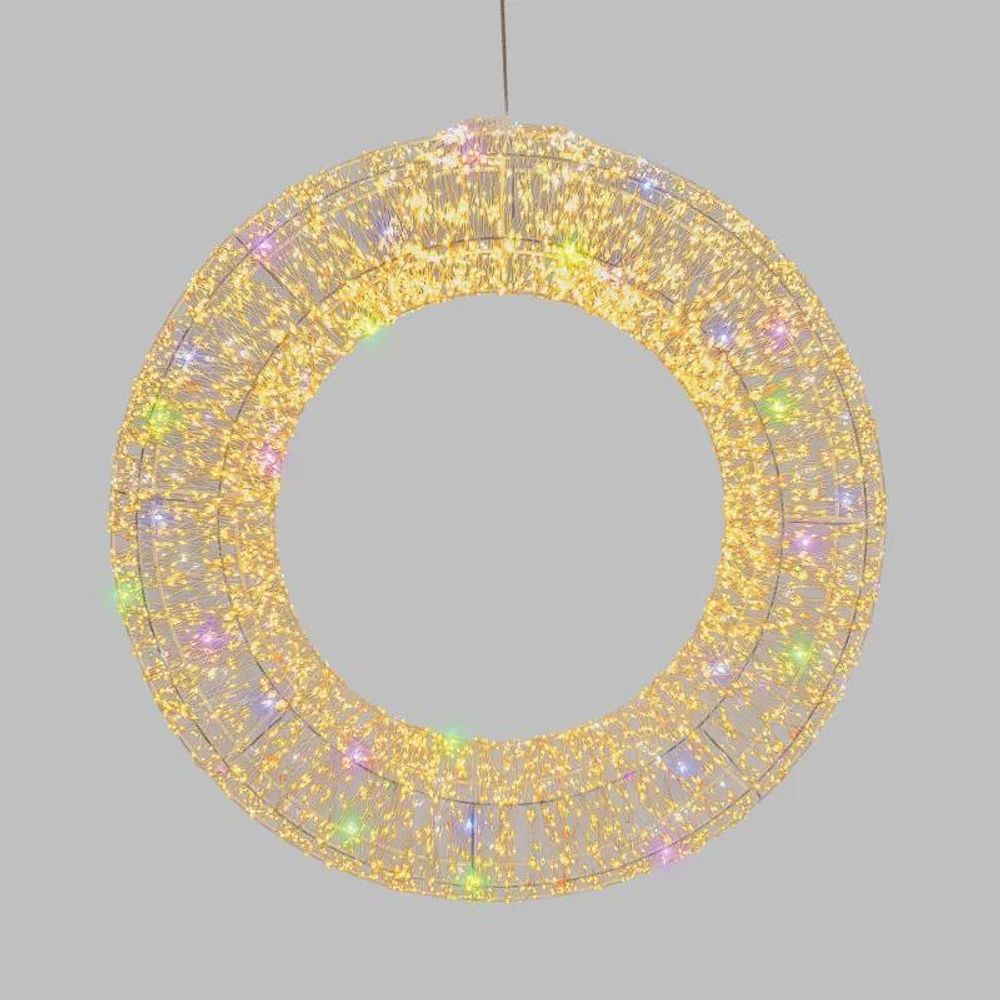 Couronne 3d lumineuse ø75cm microled blanc chaud & rgb flash hdm pro multiflash lotti