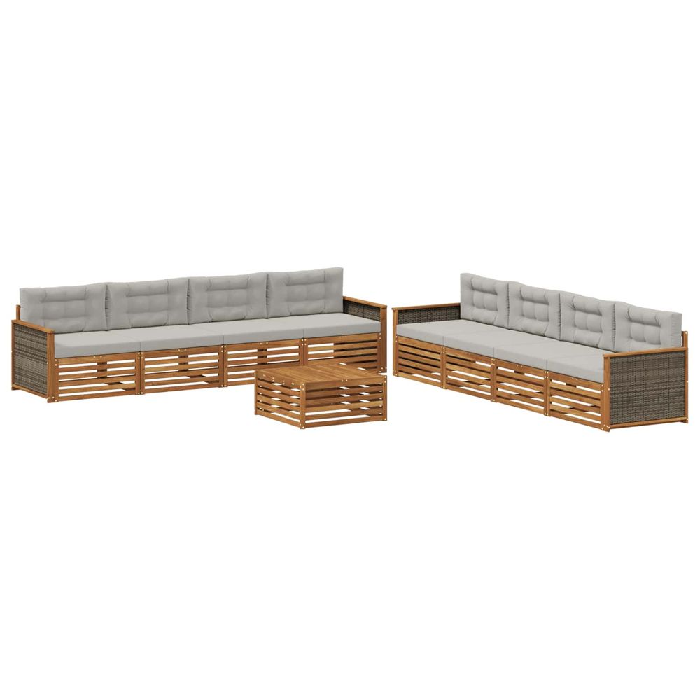 Ensemble de canapés d'extérieur 9 pc naturel et gris clair