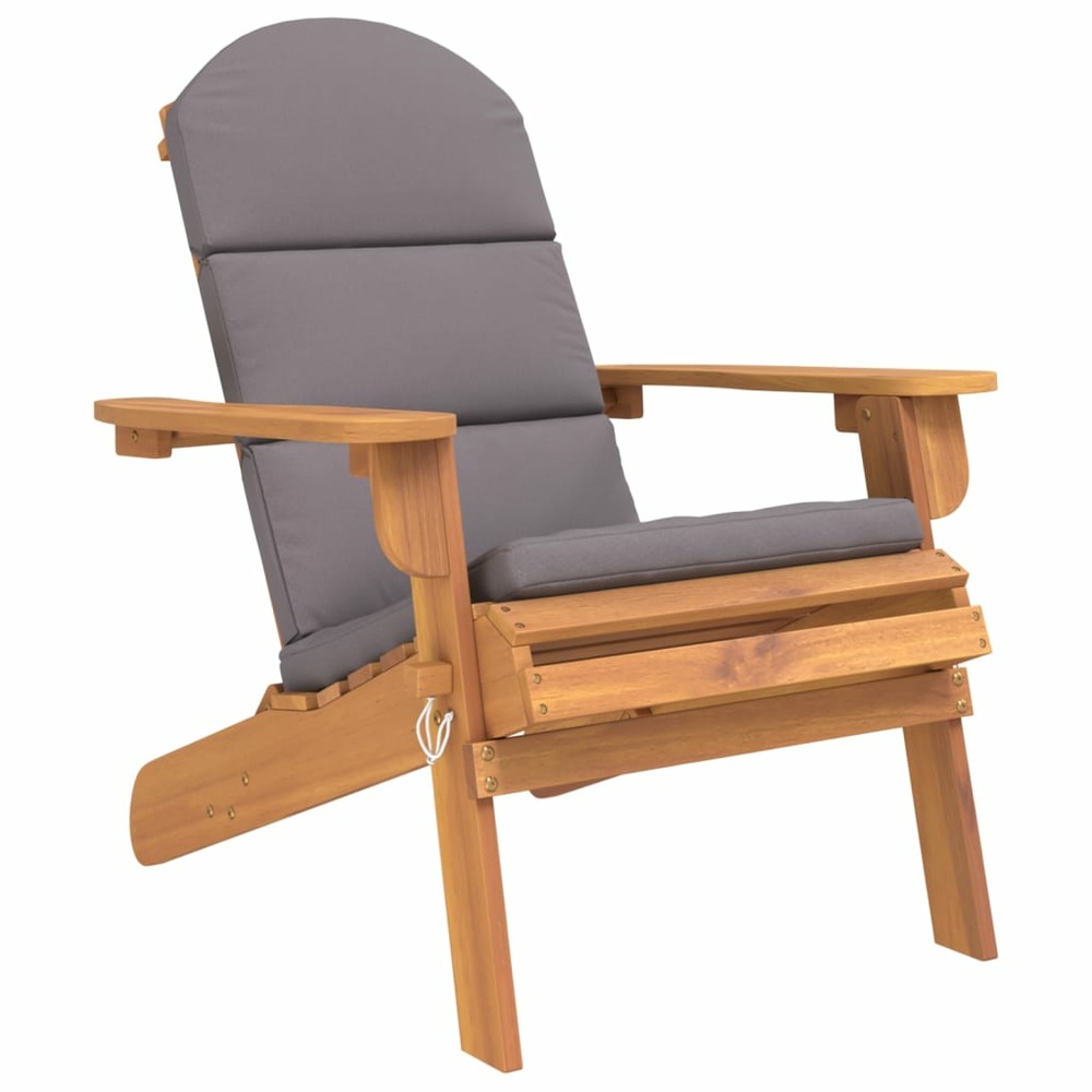 Chaise de jardin adirondack avec coussins bois massif d'acacia