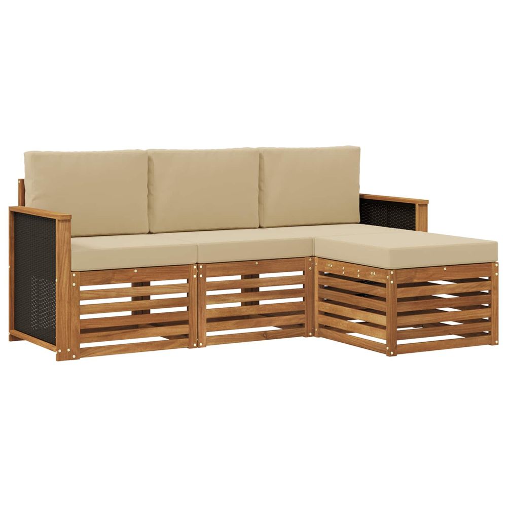 Ensemble de canapés d'extérieur 4 pc naturel et beige