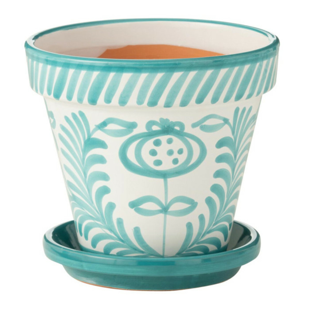 Pot avec soucoupe en céramique 