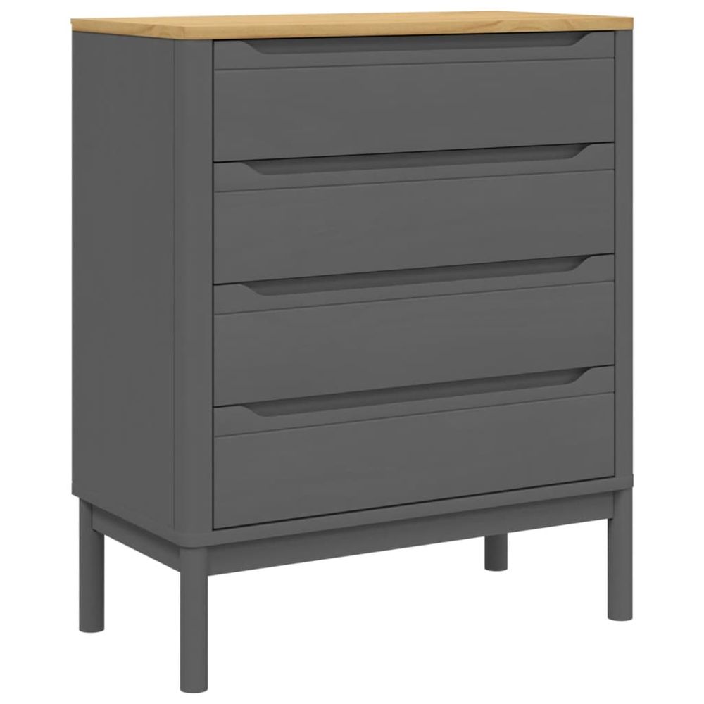 Commode floro gris bois de pin massif