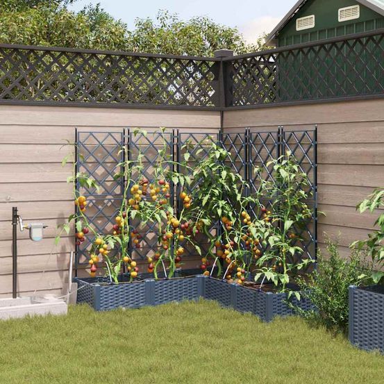 Bac à fleurs carré haut avec irrigation pour terrasse gris 120x120x126 cm