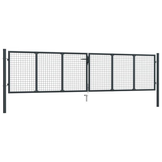 Portail de jardin grillagé en acier galvanisé gris 400 x 100 cm