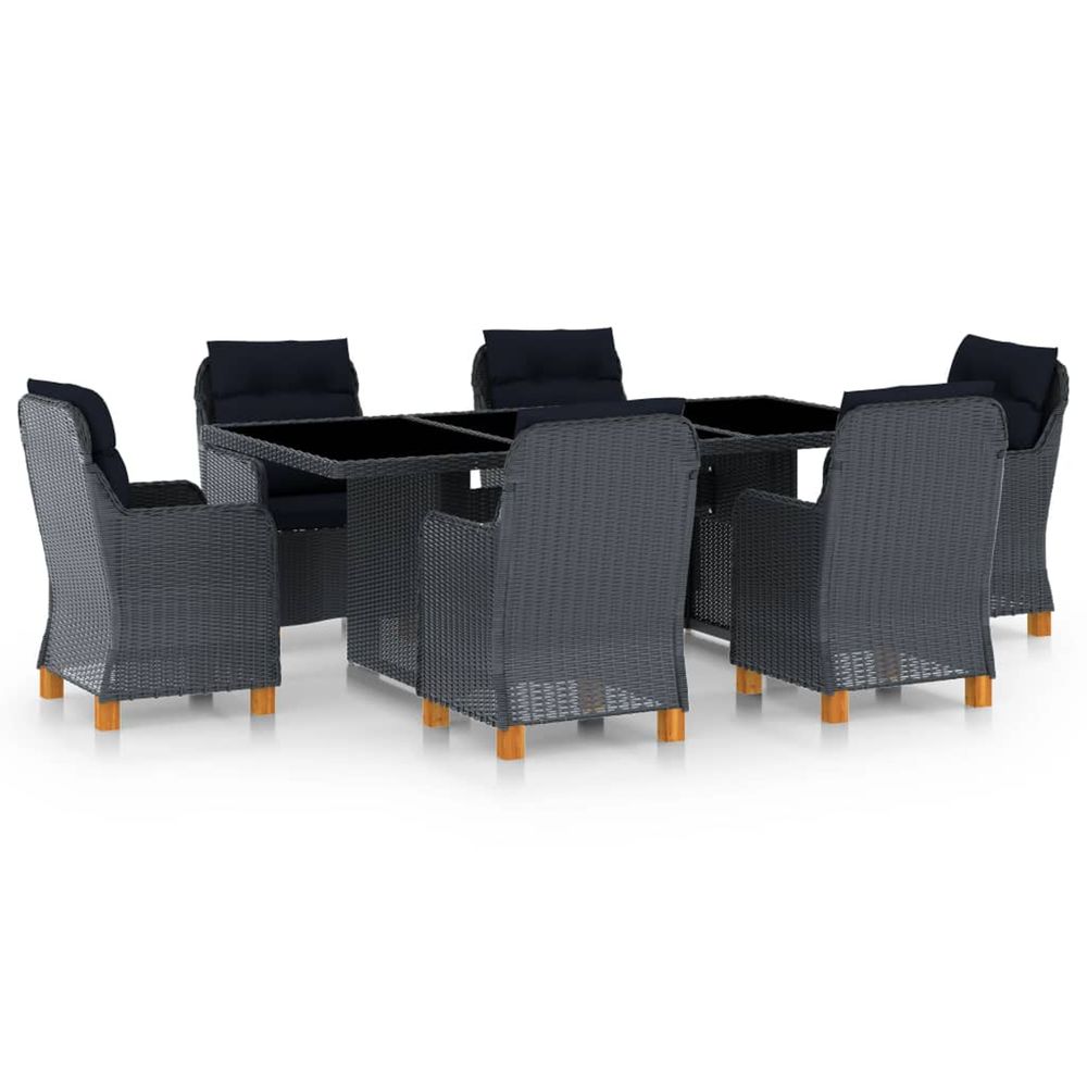 Ensemble à manger d'extérieur 7pcs et coussins résine tressée