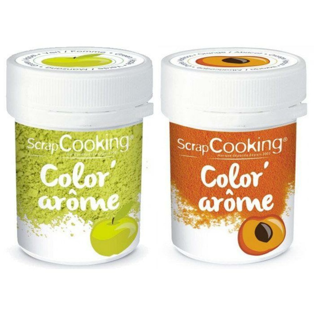 2 colorants alimentaires aux arômes de pomme & abricot