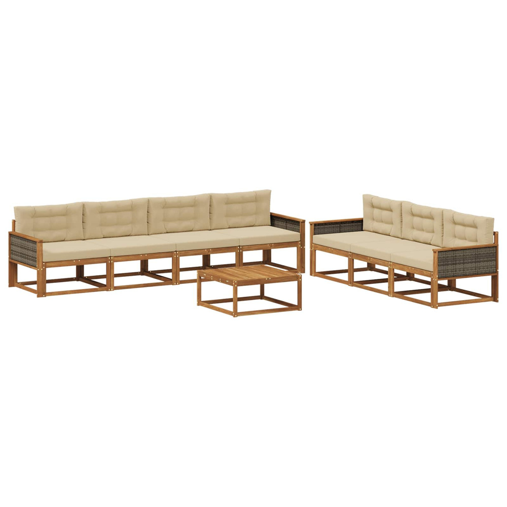 Ensemble de canapés d'extérieur 8 pcs naturel et beige