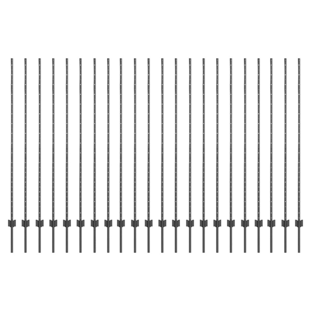 Poteau de clôture. 22 pcs gris 200 cm acier