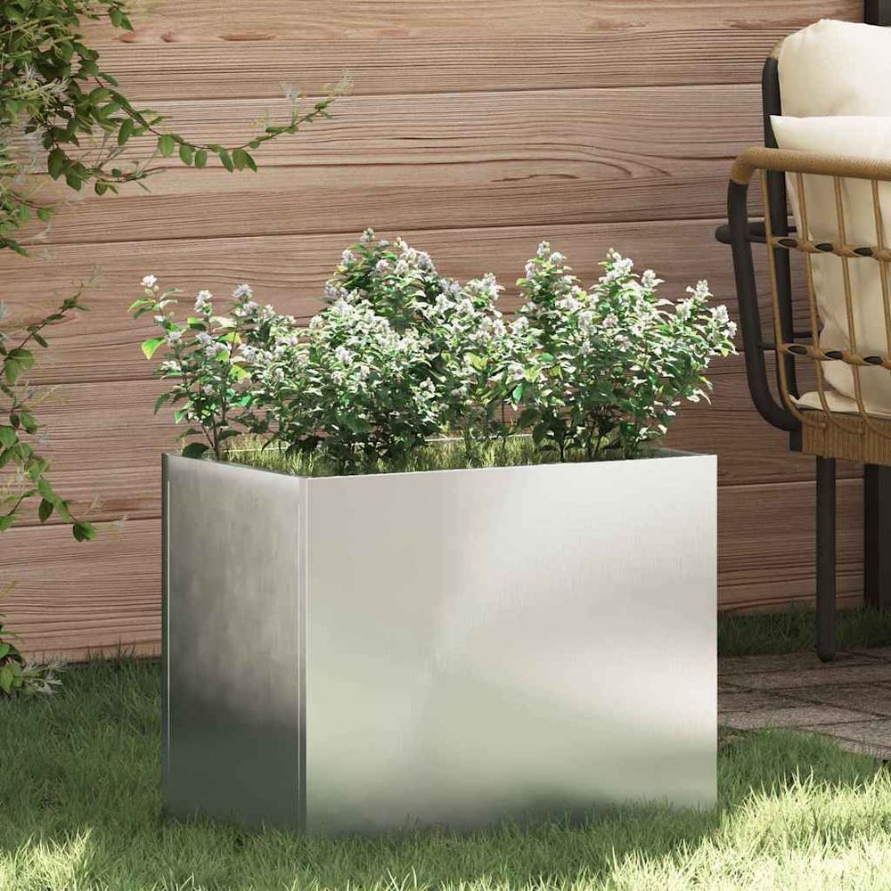 Jardinière rectangulaire acier galvanisé anti-rouille argent 50x32x40 cm