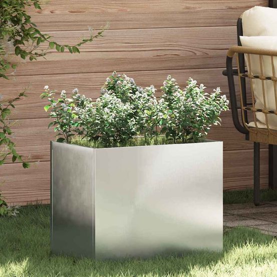 Jardinière rectangulaire acier galvanisé anti-rouille argent 50x32x40 cm