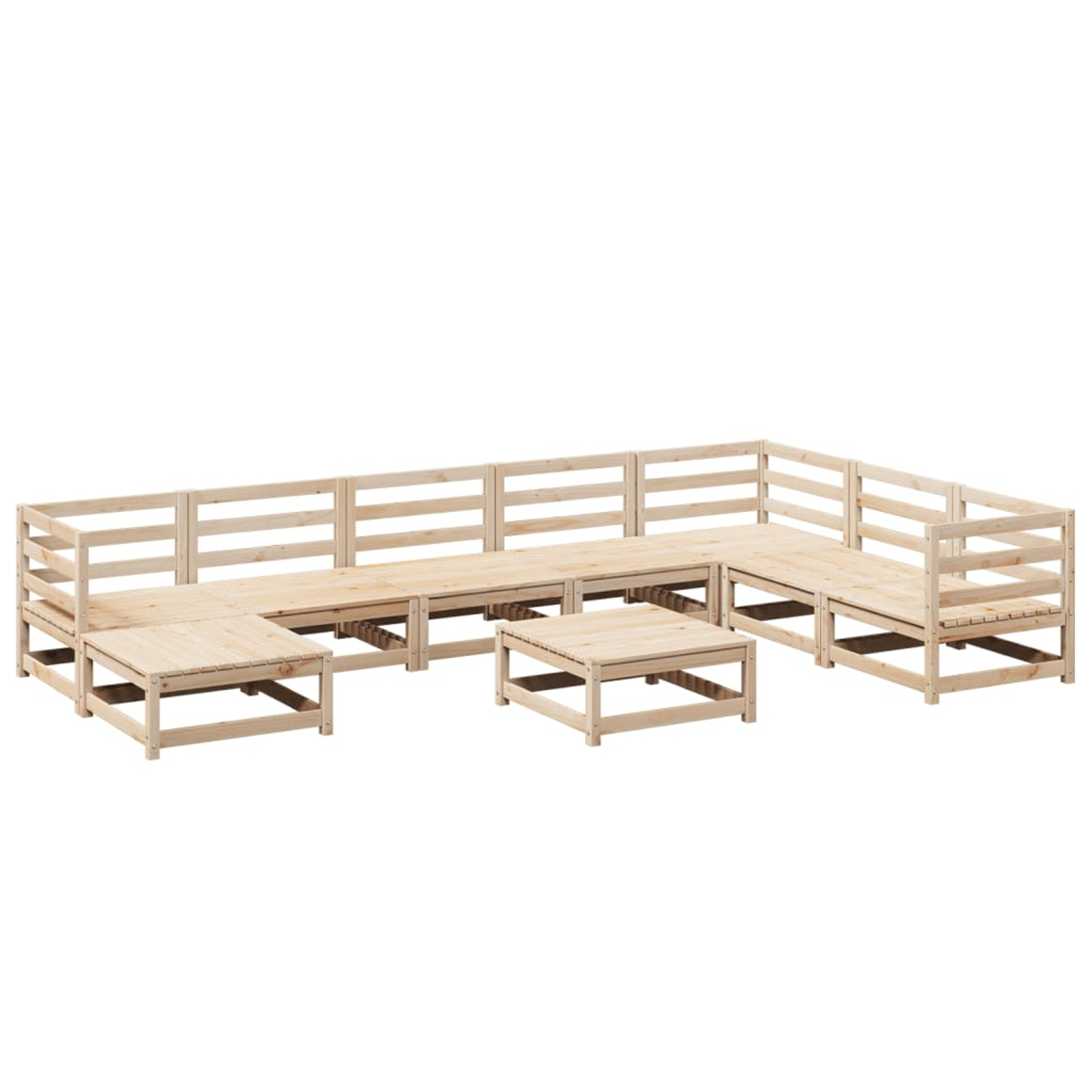 Salon de jardin 9 pcs bois de pin massif