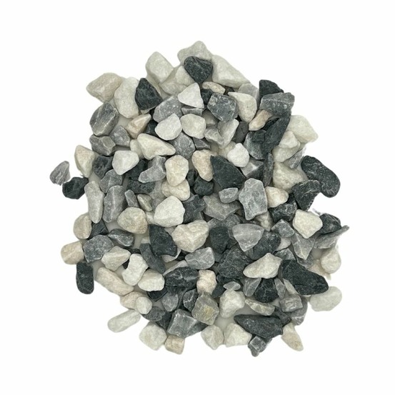 Big bag de +/- 1t gravier multicolore sombre de marbre (noir, blanc et gris) ø 8/16 mm - livraison premium