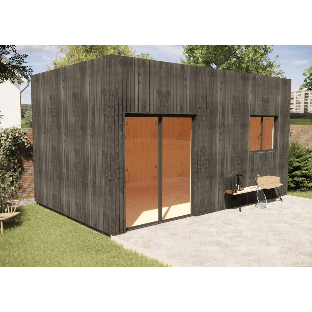 Studio de jardin 4 saisons en bois 5,5 x 3,5 x 3,2 m / isolation re2020 avec plancher isolé / menuiseries alu k-line