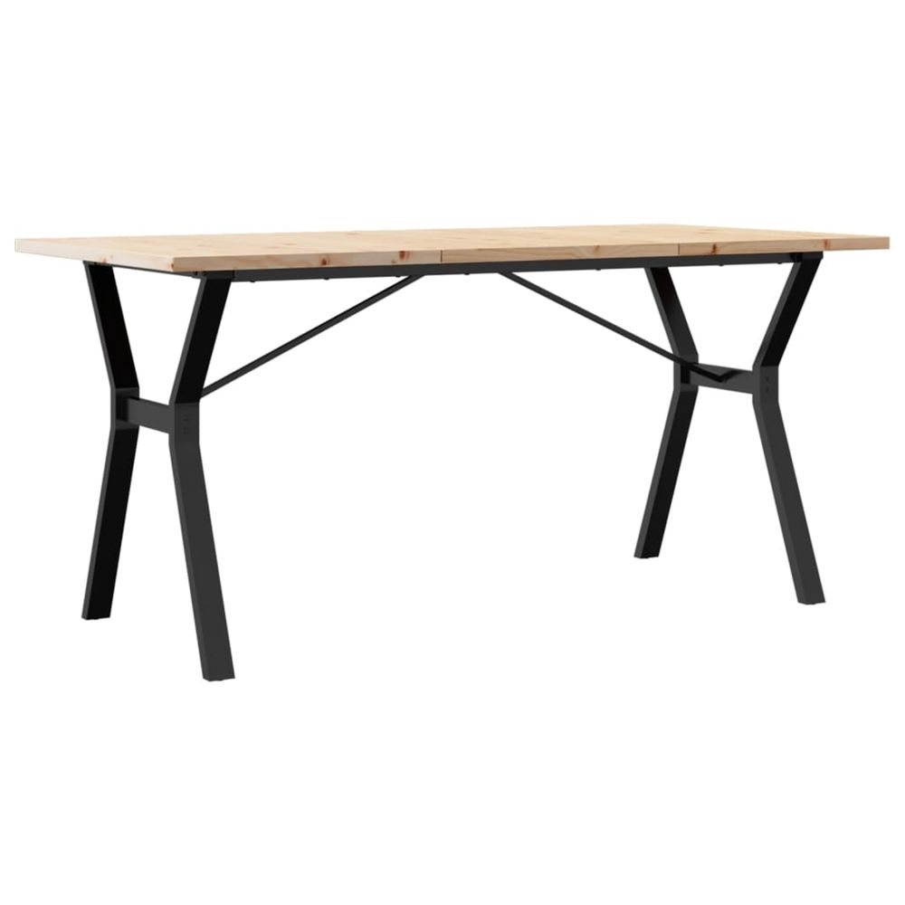 Table à manger cadre en y 140x80x75,5 cm bois pin massif acier