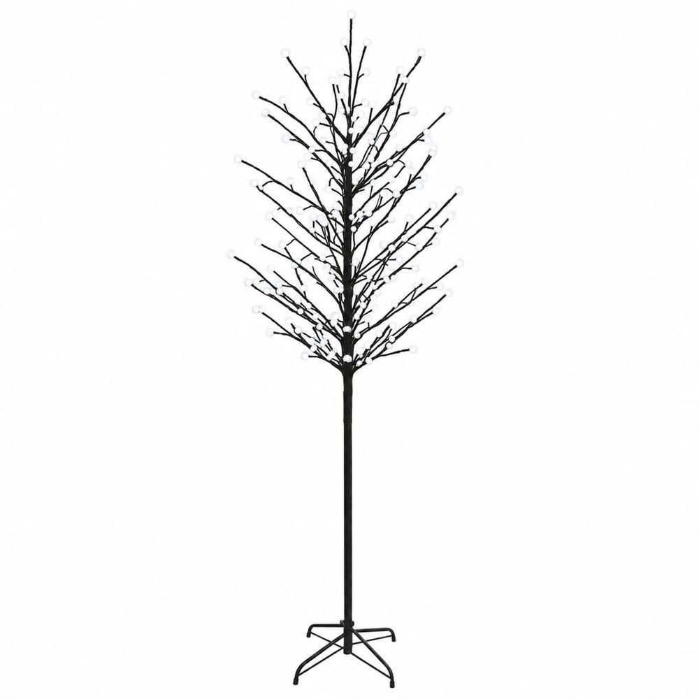 Sapin de noël à boules led noir 47 x 210 cm acier 250 led