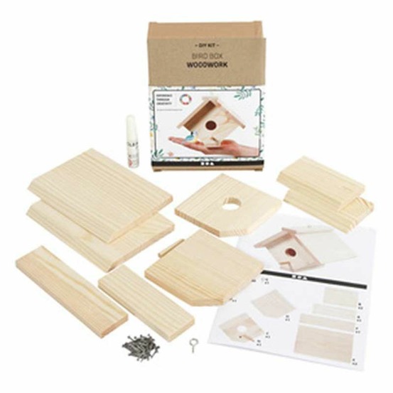 Nichoir diy en bois à monter et décorer 13 x 14,5 x 16 cm