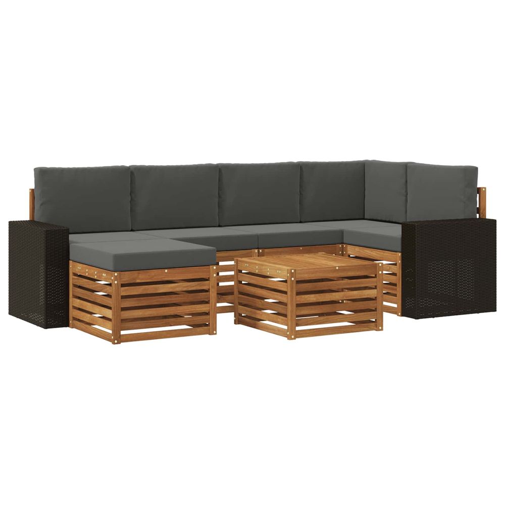 Ensemble de canapés d'extérieur 7 pc naturel et anthracite