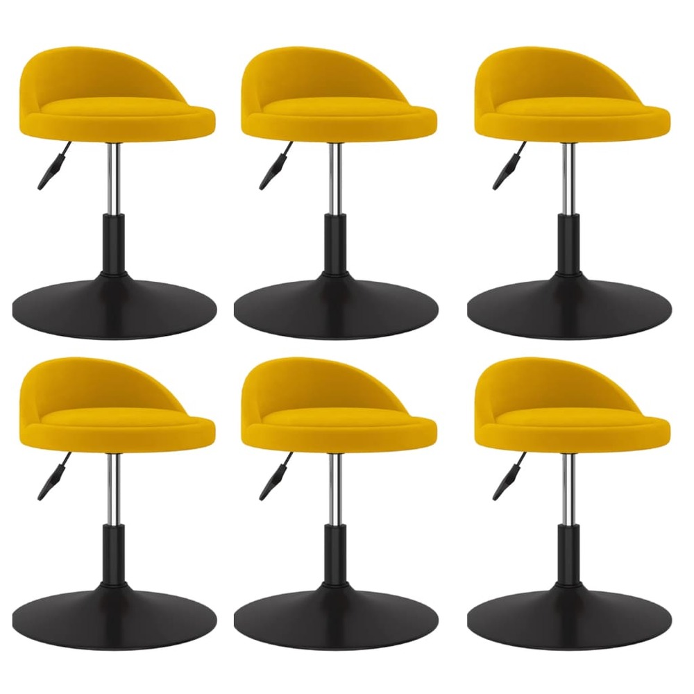 Chaises pivotantes de salle à manger 6 pcs jaune velours