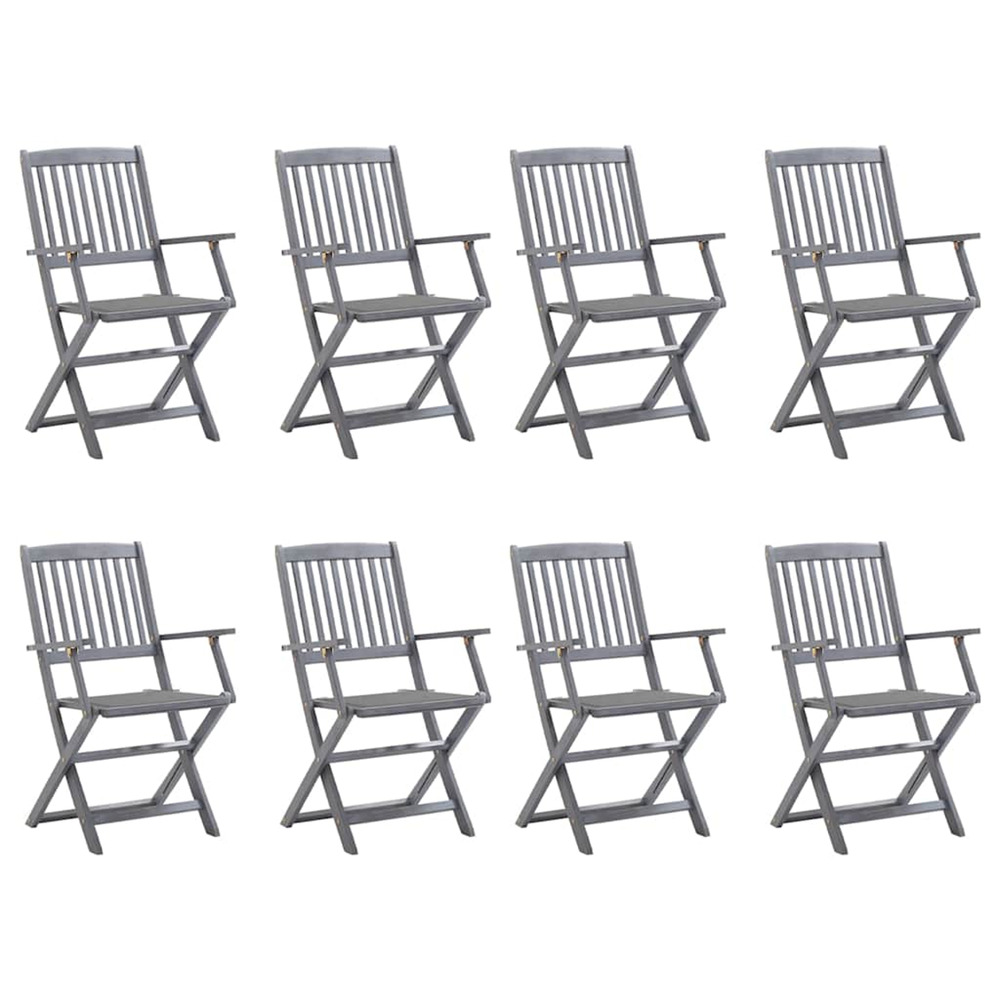 Chaises pliables d'extérieur lot de 8 et coussins bois d'acacia