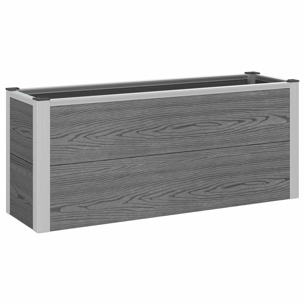 Jardinière surélevée gris 100 x 30 x 42 cm wpc et aluminium