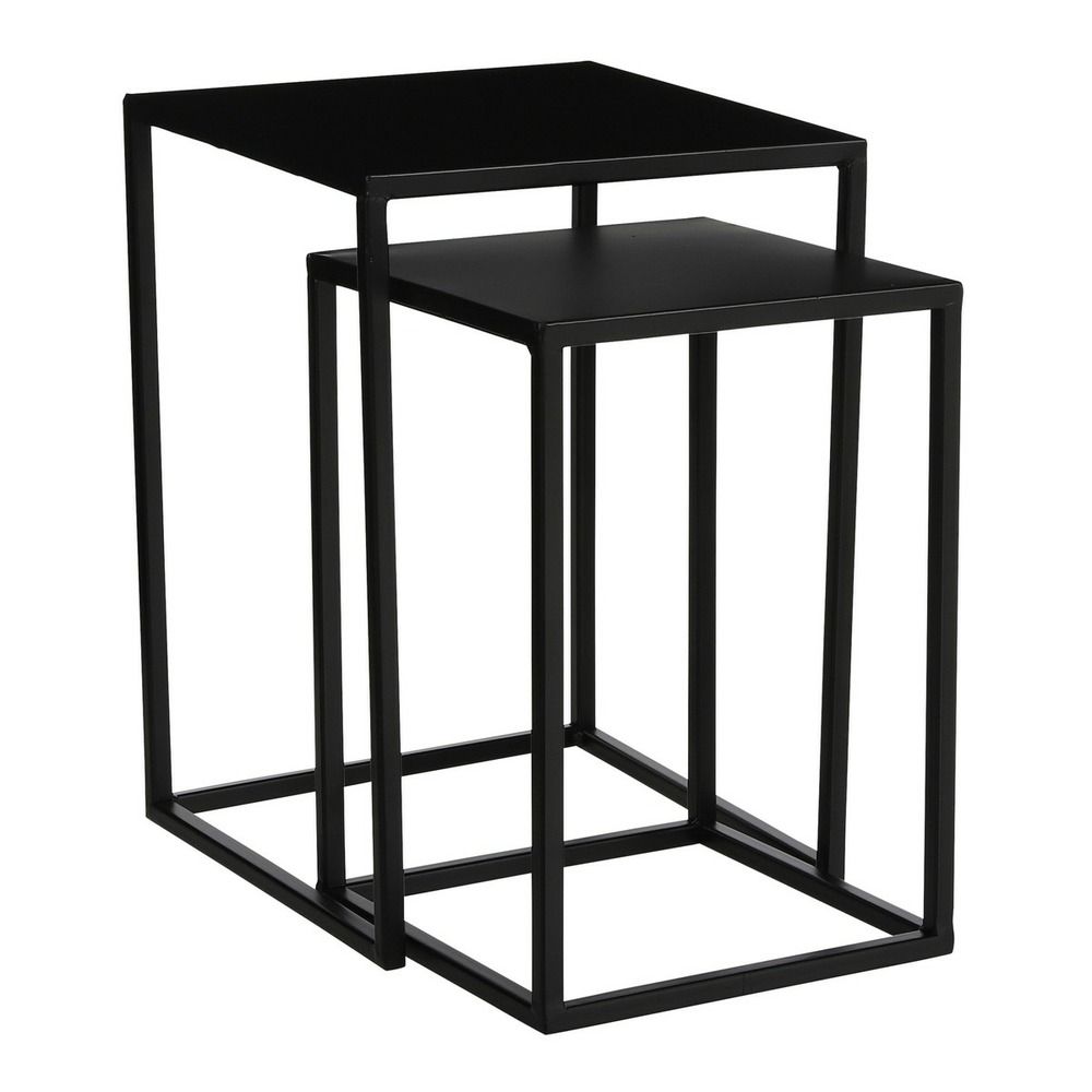 Mica decorations goa lot de 2 table d'appoints - h42 cm - noir