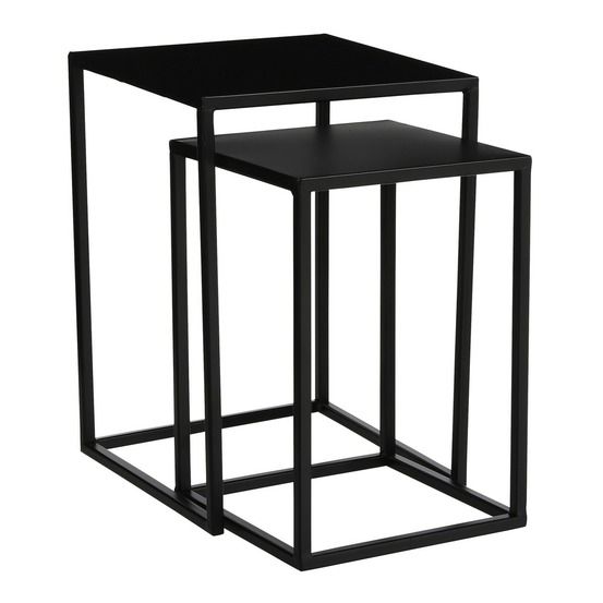 Mica decorations goa lot de 2 table d'appoints - h42 cm - noir