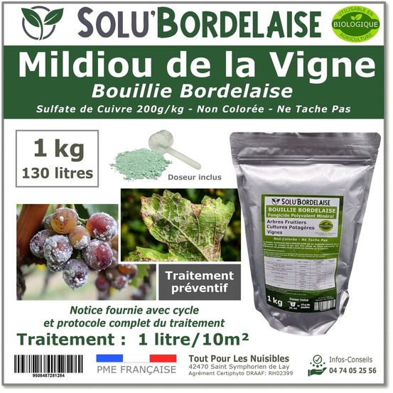 Solu'bordelaise - 1 kg de bouillie bordelaise - mildiou de la vigne - utilisable agriculture biologique
