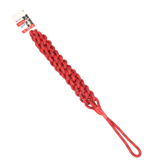 Corde à tirer vokas. Tressé, flottant. Rouge et noir. Taille l. 66 cm . Je