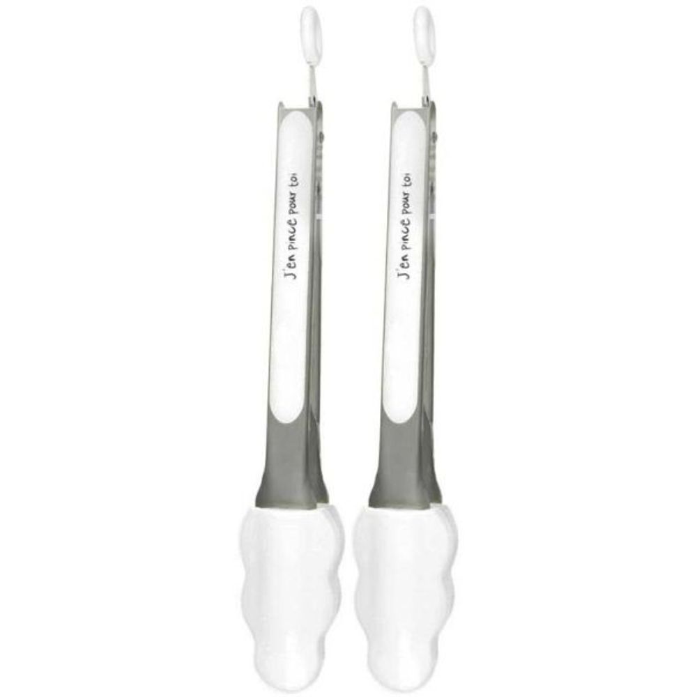 Pince de cuisine en silicone coloré (lot de 2) blanc
