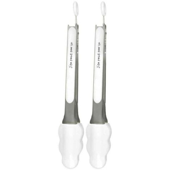 Pince de cuisine en silicone coloré (lot de 2) blanc