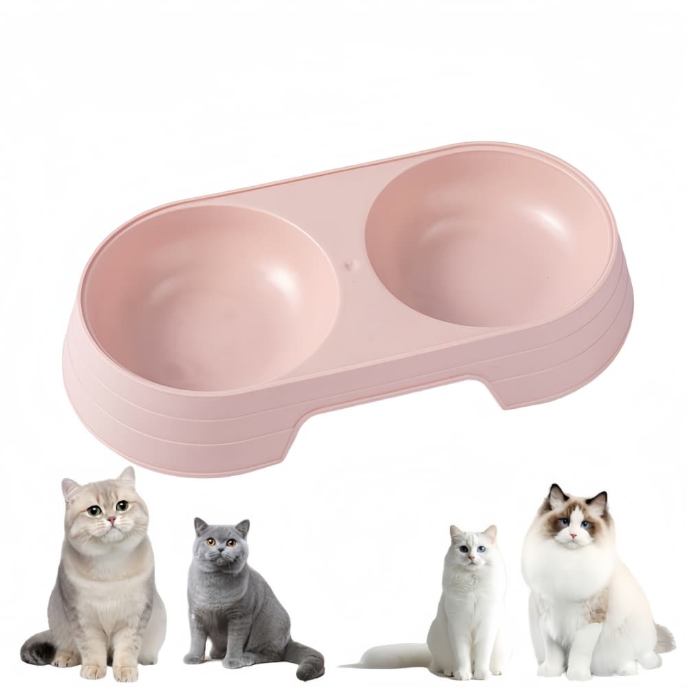 Gamelle double, adaptée aux chats et aux chiens rose