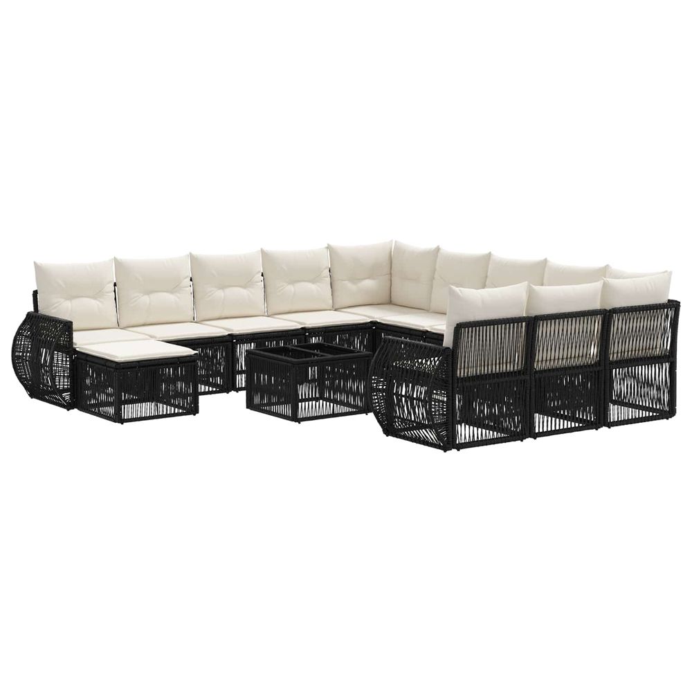 Ensemble de canapé de jardin 13 pc noir polyrotin