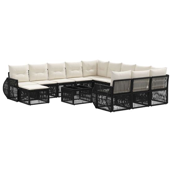 Ensemble de canapé de jardin 13 pc noir polyrotin
