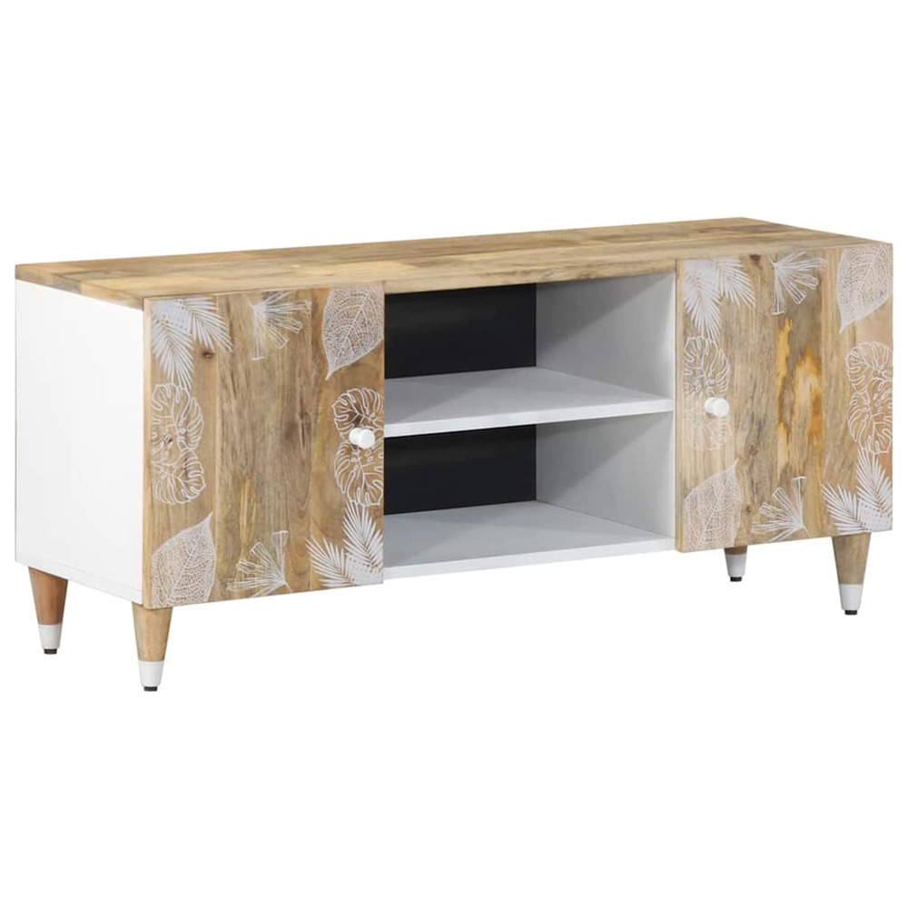Meuble tv 105x33,5x46 cm bois massif de manguier