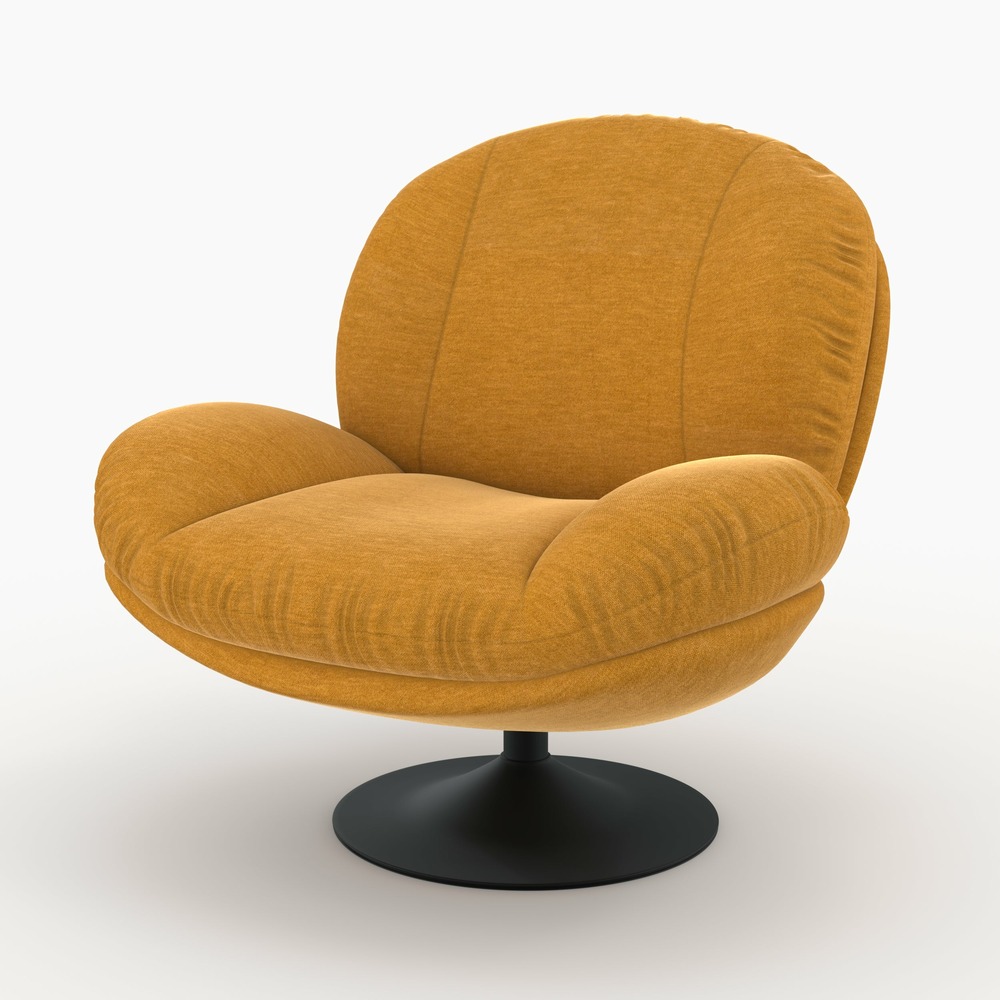 Ricci-fauteuil pivotant en tissu effet velours jaune moutarde