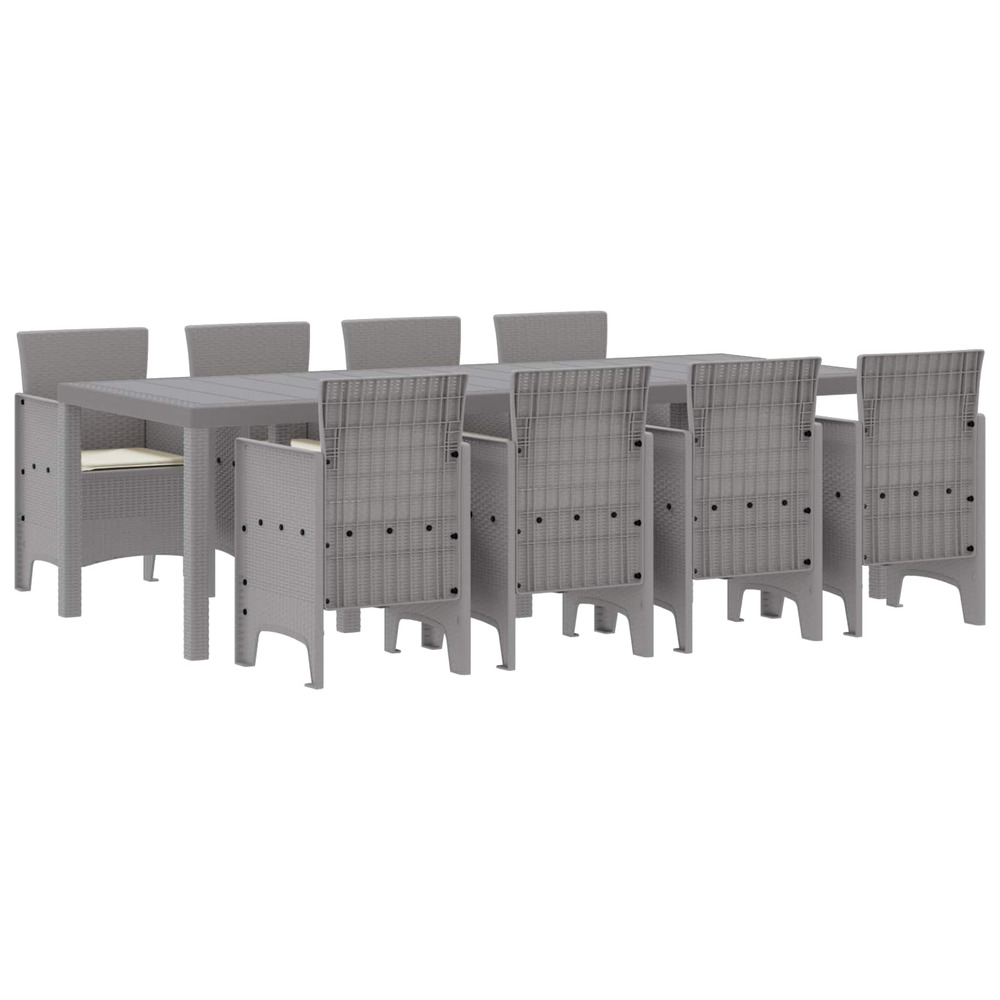 Ensemble de salle à manger pour jardin 9 pcs blanc rattan polt