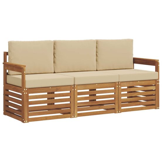 Ensembles de canapés 3 pc naturel et beige bois d'acacia massif