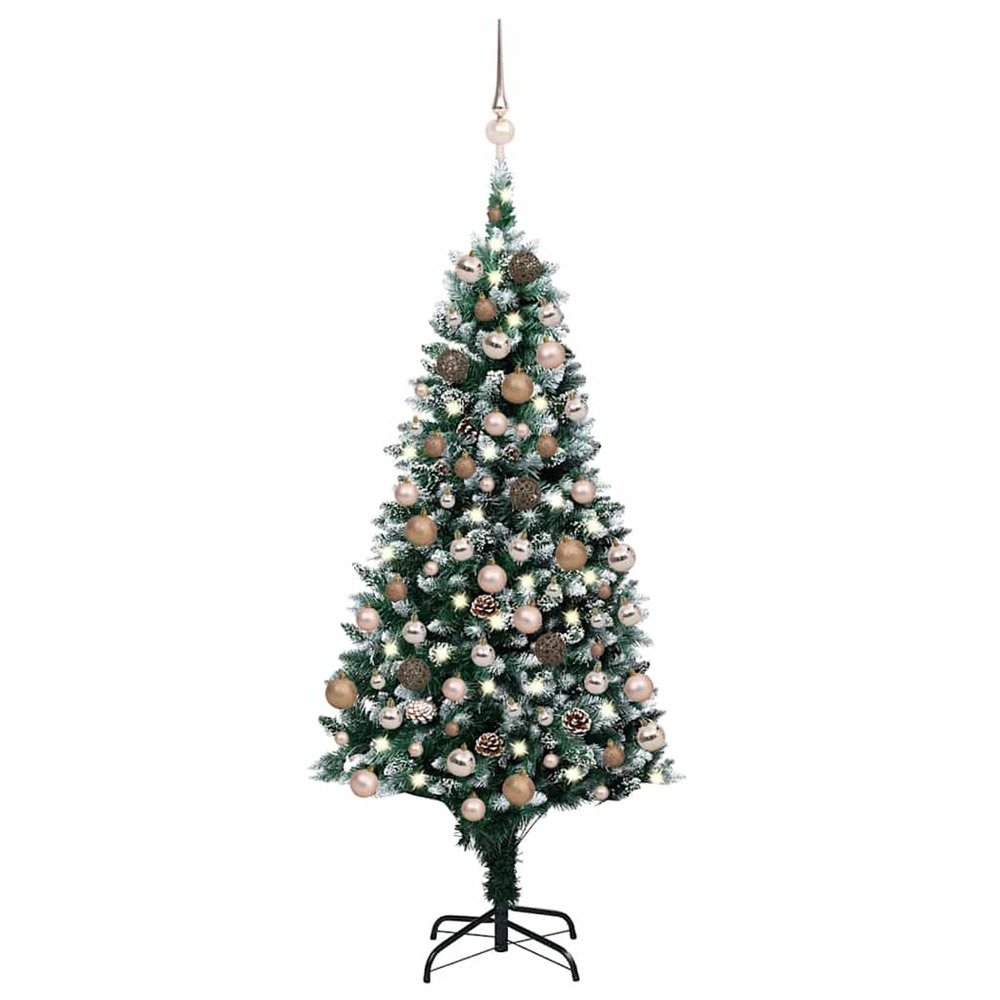 Arbre de noël artificiel pré-éclairé/boules pommes de pin 150cm