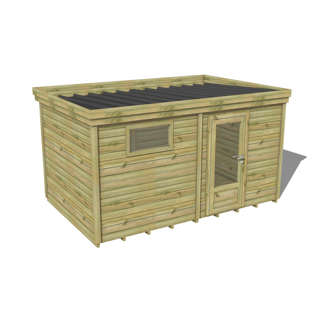 Abri de jardin bois pin traité autoclave 27mm - 5,19x2,64m / 14m2 - bac acier - plancher bois