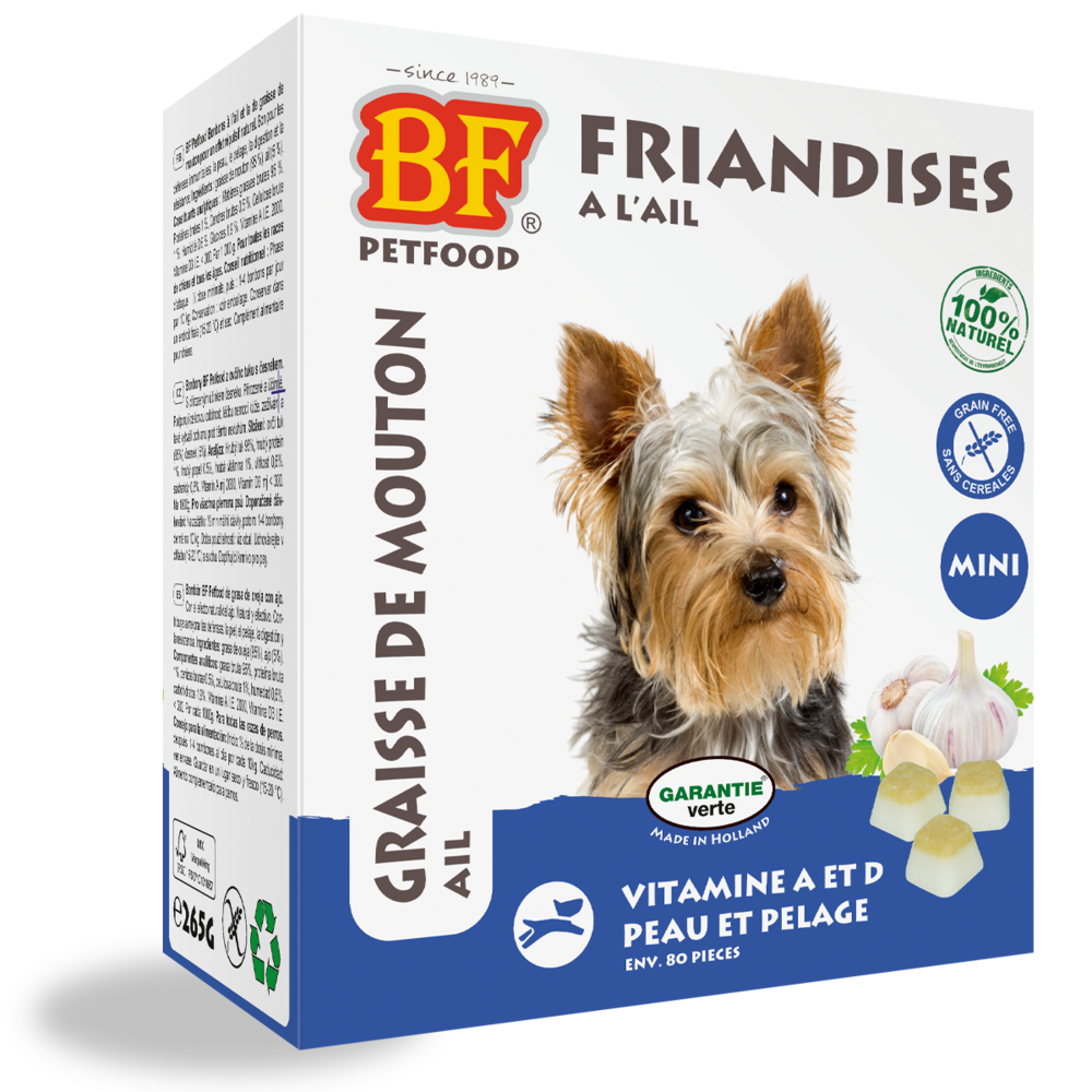 Bonbons graisse de mouton mini à l'ail (répulsif parasites) 265g/80p