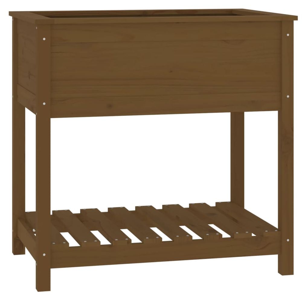 Jardinière d'extérieur avec étagère marron miel 82,5x54x81 cm bois de pin