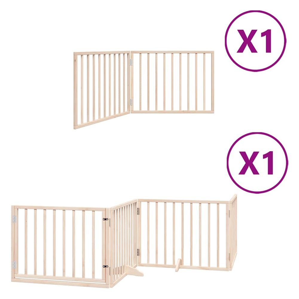 Barrière pour chien avec porte pliable 6 panneaux bois peuplier