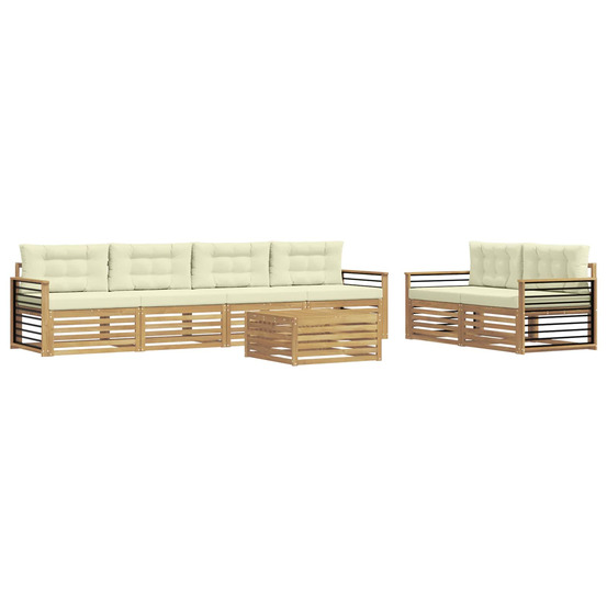 Ensemble de canapés d'extérieur 7 pcs blanc et crème polyester
