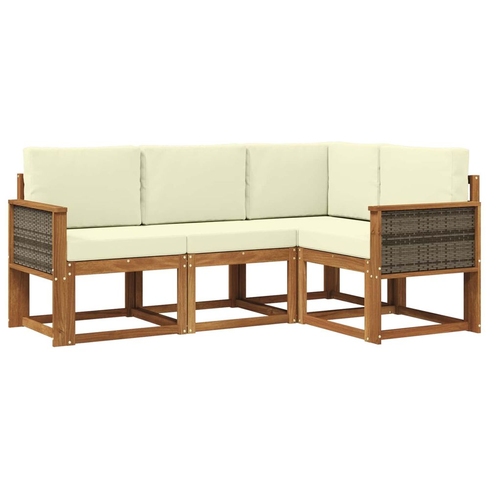 Ensemble de canapés d'extérieur 4 pc naturel et crème polyester
