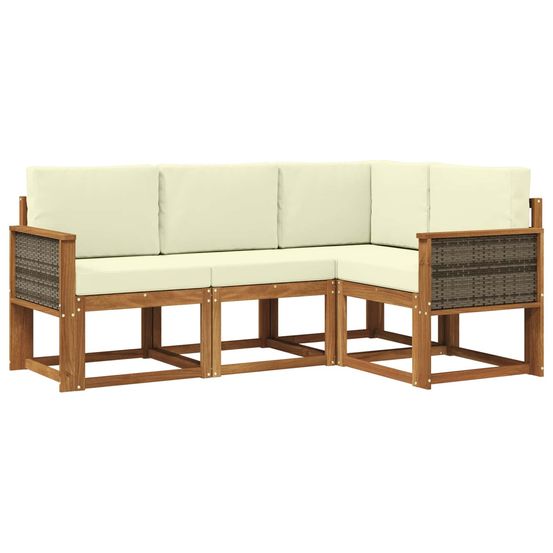 Ensemble de canapés d'extérieur 4 pc naturel et crème polyester