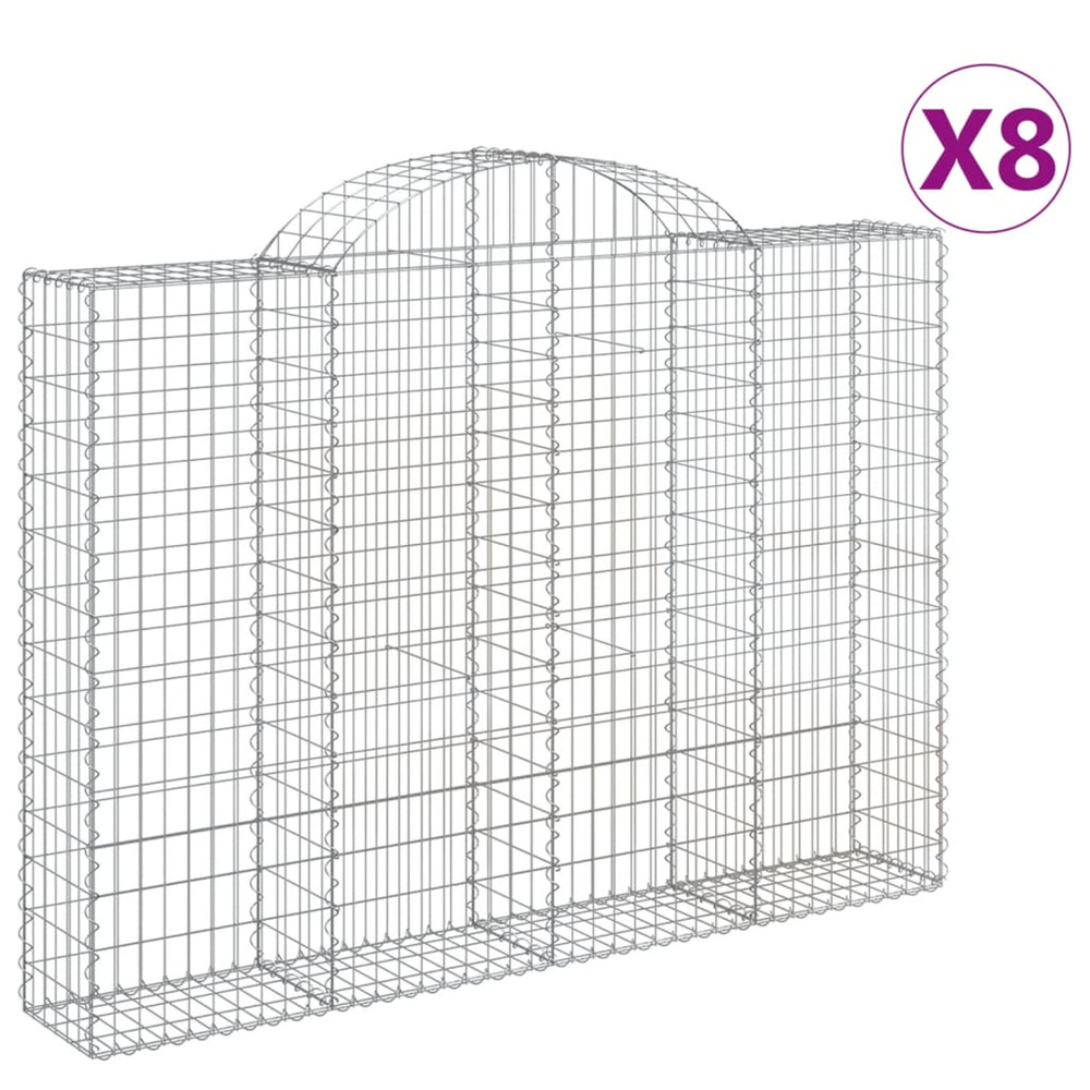 Paniers à gabions arqués 8 pcs 200x30x140/160 cm fer galvanisé