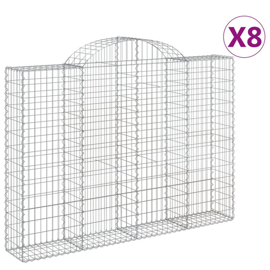 Paniers à gabions arqués 8 pcs 200x30x140/160 cm fer galvanisé